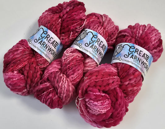 Pretty in Pink in Thick n Thin 100% Superwash Merino Bulky Yarn