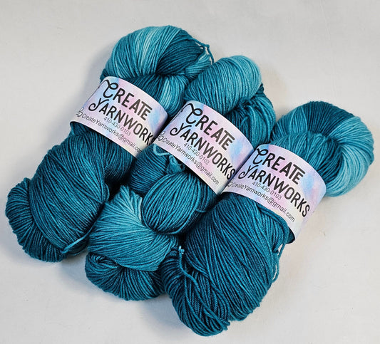 Tempting Teal in Superwash Merino/Nylon (85/15) Blend Fingering Weight Yarn