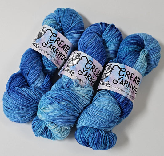 Blue Skies in Superwash Merino/Nylon (85/15) Blend Fingering Weight Yarn