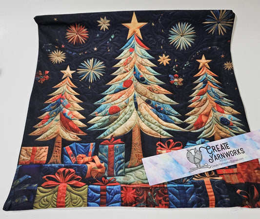 Special - Decorative 18"x18" Pillow - Quilted Look Colorful Christmas Tree