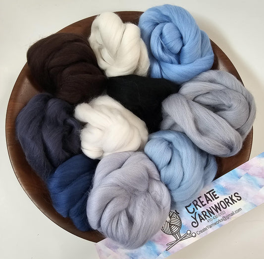 Wintery in 23 micron Merino Fiber for Needle Felting, Wet Felting, or Spinning