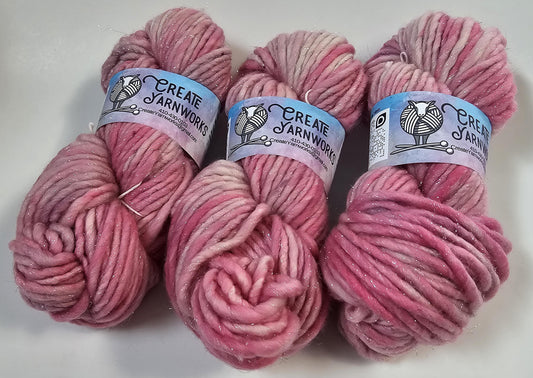 Pale Pink in Silver Sparkle Superwash Merino Blend  Super Bulky Weight Yarn