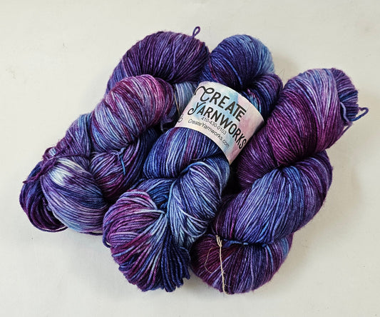 Purples in Superwash Merino/Nylon (85/15) Blend Fingering Weight Yarn