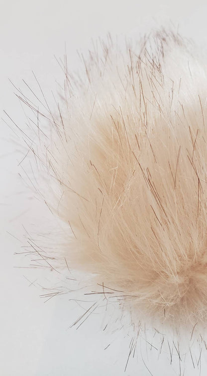 Faux Fur Pom Pom - Tan with brown tips