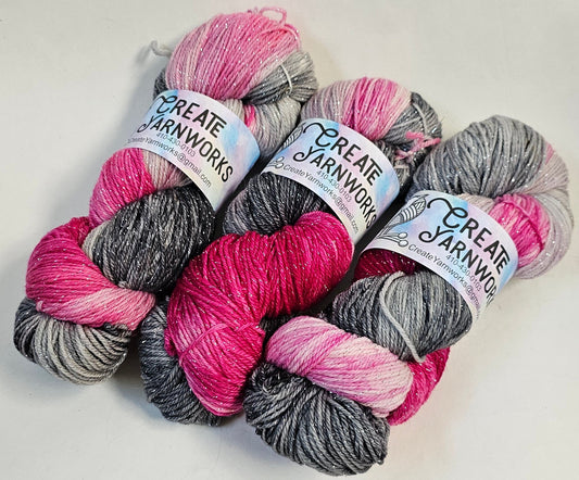 Preppy in Silver Sparkle Superwash Merino Blend  Fingering Weight Yarn