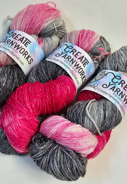 Preppy in Silver Sparkle Superwash Merino Blend  Fingering Weight Yarn