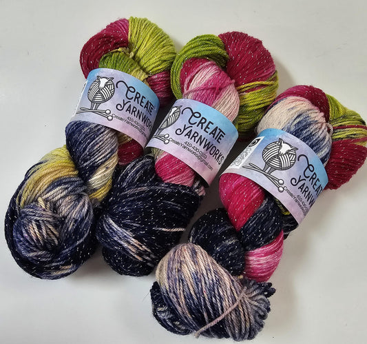 Fusion in Silver Sparkle Superwash Merino Blend  Fingering Weight Yarn