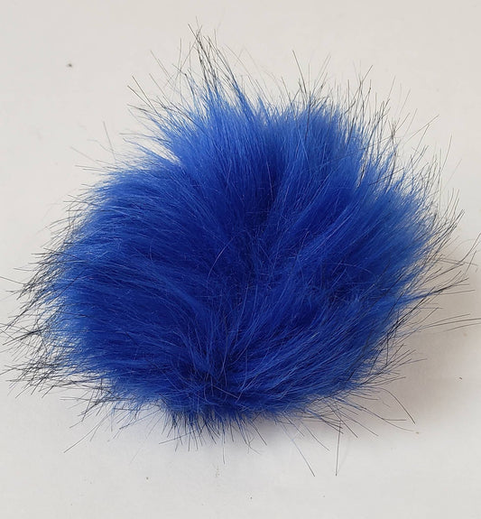 Faux Fur Pom Poms - Royal Blue