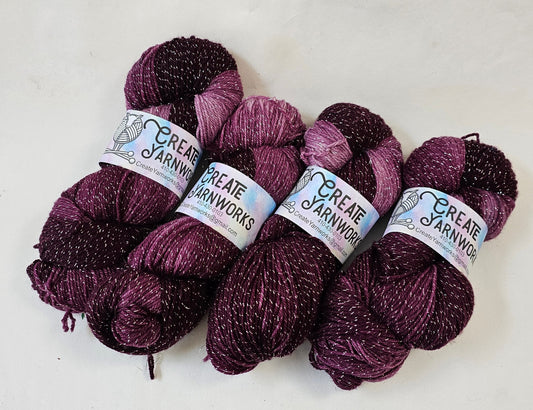 Wine Country in Silver Sparkle Superwash Merino Blend  Fingering Weight Yarn