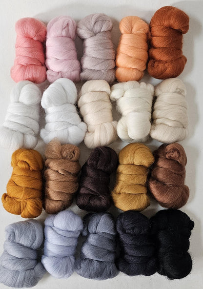 Naturals in 23 micron Merino Fiber for Needle Felting, Wet Felting, or Spinning