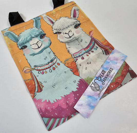 2 More Fancy Alpaca Large Project Bag - Tote with Handles Llama