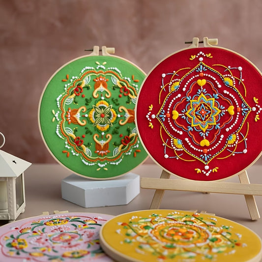 Red Floral Mandala Embroidery Kit