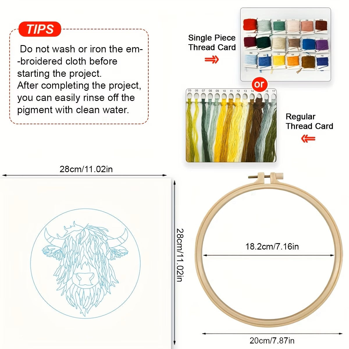 Highland Cow in Bright Colors Embroidery Kit