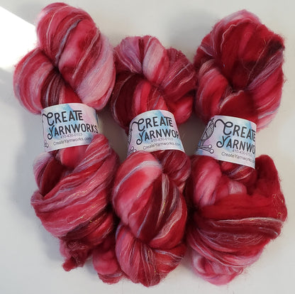 Ragin' Red in Superwash Merino & Stellina Blend 4oz braid