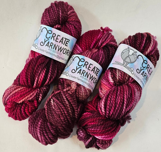 Raspberry Wine in 100% Superwash Merino Bulky Yarn