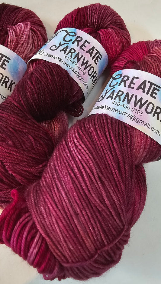 Raspberry Wine in Silver Sparkle Superwash Merino Blend  Fingering Weight Yarn