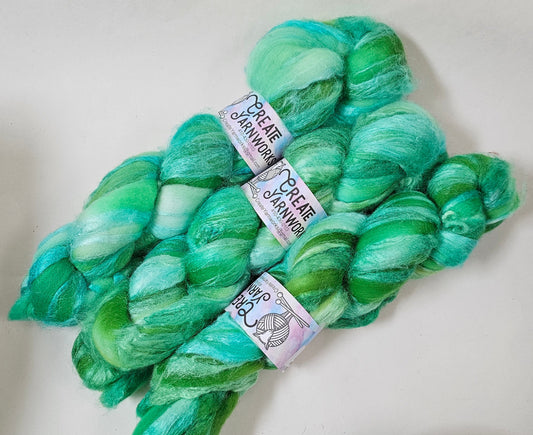 Irish in Polwarth/Tussah Silk 67/33 custom blend Top 4oz braid