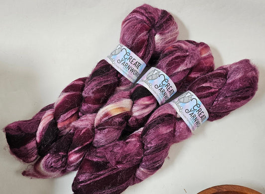 Wine Country in Polwarth/Tussah Silk 67/33 custom blend Top 4oz braid