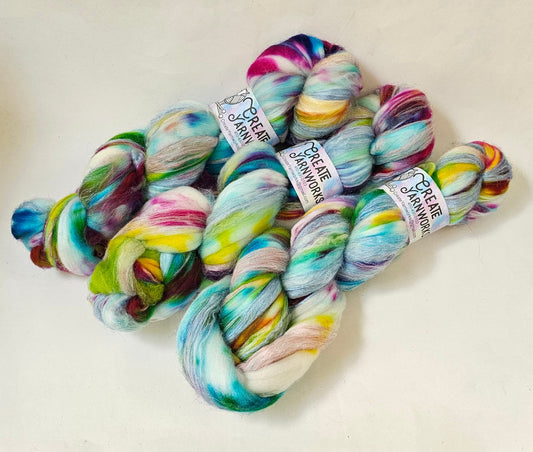 Mermaid Dreams in Superwash Merino & Stellina Blend 4oz braid