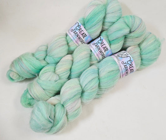 Minty in Superwash Merino & Stellina Blend 4oz braid