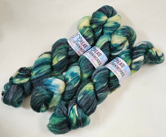 Forest in Superwash Merino & Stellina Blend 4oz braid