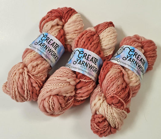 Broken Peach in Thick n Thin 100% Superwash Merino Bulky Yarn