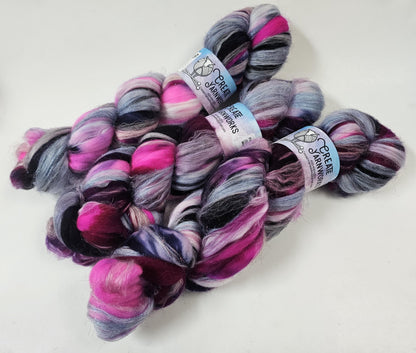 Aurora in Superwash Merino & Stellina Blend 4oz braid