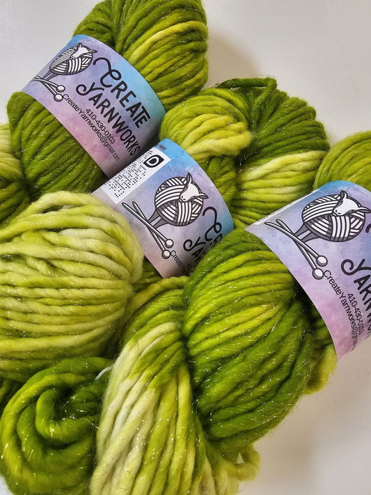 Grinch in Silver Sparkle Superwash Merino Blend  Super Bulky Weight Yarn