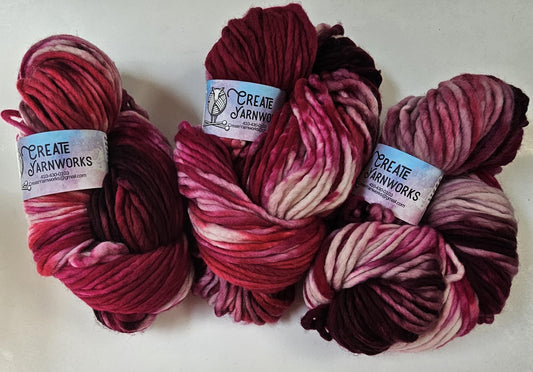 Raspberry Wine in 100% Superwash Merino Super Bulky Yarn