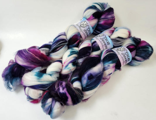 Jazzercise in Superwash Merino & Stellina Blend 4oz braid