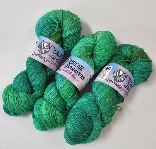 Seaglass in Silver Sparkle Superwash Merino Blend  Fingering Weight Yarn