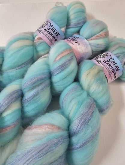 Breakfast at Tiffany's in Superwash Merino & Stellina Blend 4oz braid