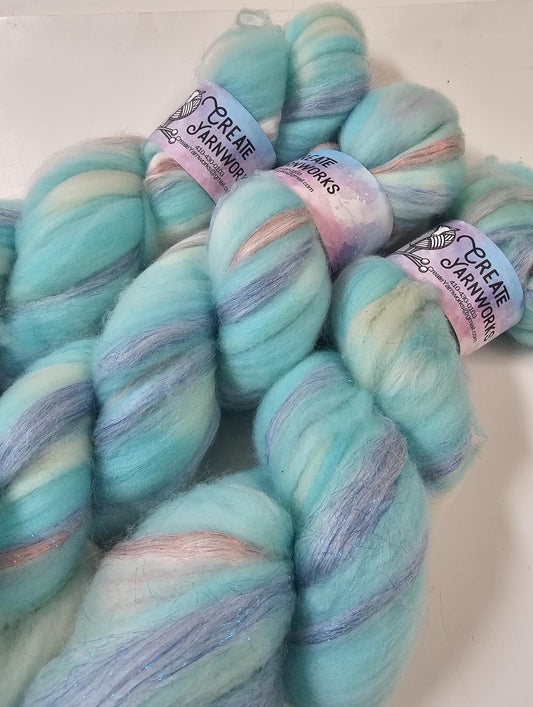 Breakfast at Tiffany's in Superwash Merino & Stellina Blend 4oz braid