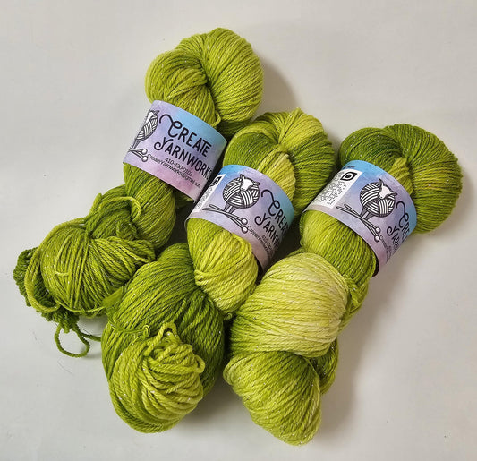 Grinch in Silver Sparkle Superwash Merino Blend  Fingering Weight Yarn