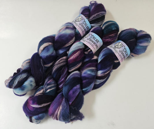 Jeweltones in Superwash Merino & Stellina Blend 4oz braid