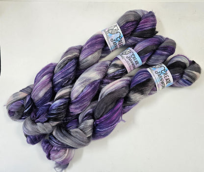 Purple Rain in Superwash Merino & Stellina Blend 4oz braid