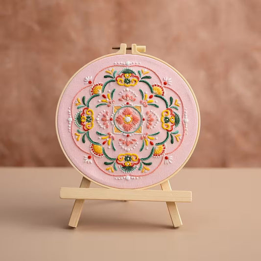 Pink Floral Mandala Embroidery Kit