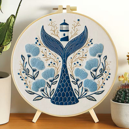 Blue Mermaid Tail Embroidery Kit