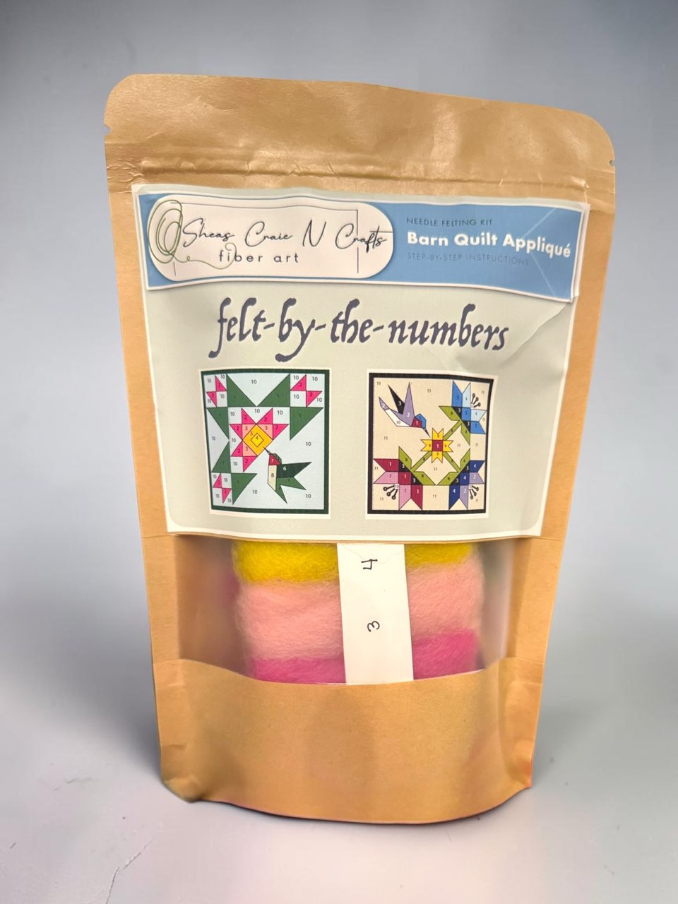 Set of 2 Hummingbird Barn Quilt Patch Needle Felting Kit