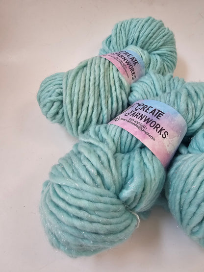 Breakfast at Tiffany's in Silver Sparkle Superwash Merino Blend  Super Bulky Weight Yarn