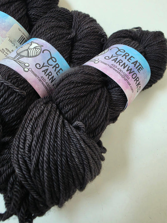 Almost Black in Superwash Merino Worsted Weight Yarn