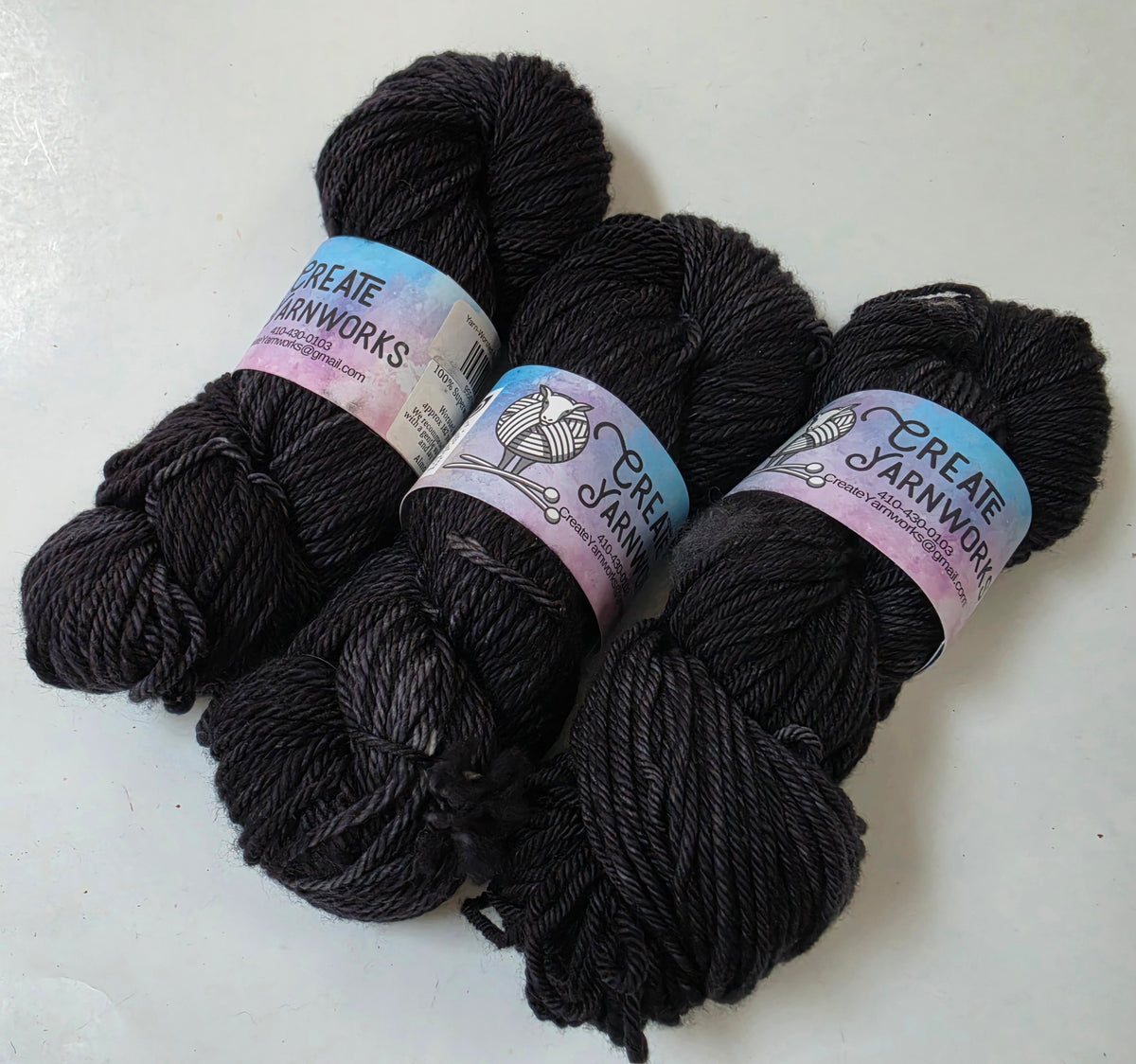 Almost Black in Superwash Merino Worsted Weight Yarn