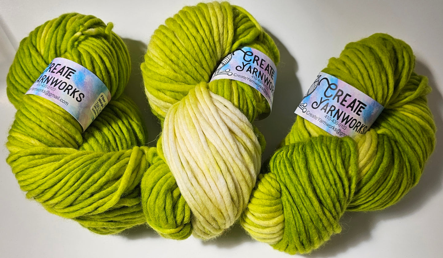 Grinch in 100% Superwash Merino Super Bulky Yarn
