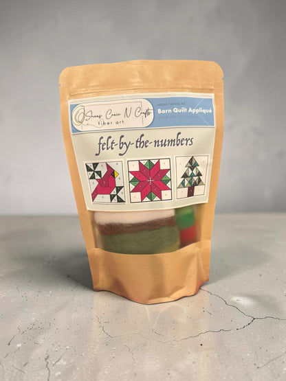 Set of 3 Christmas Barn Quilt Patch Needle Felting Kit
