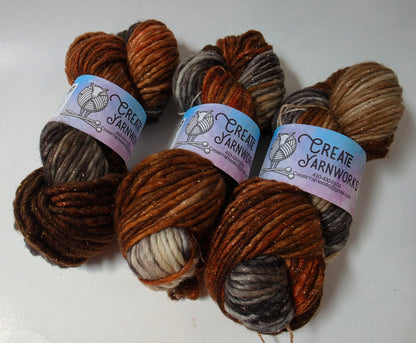 Fox in the Shadows in Silver Sparkle Superwash Merino Blend Super Bulky Weight Yarn