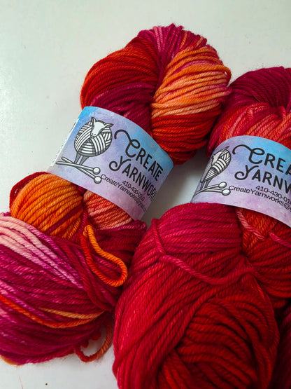 Hibiscus Heat in Superwash Merino Blend DK Weight Yarn
