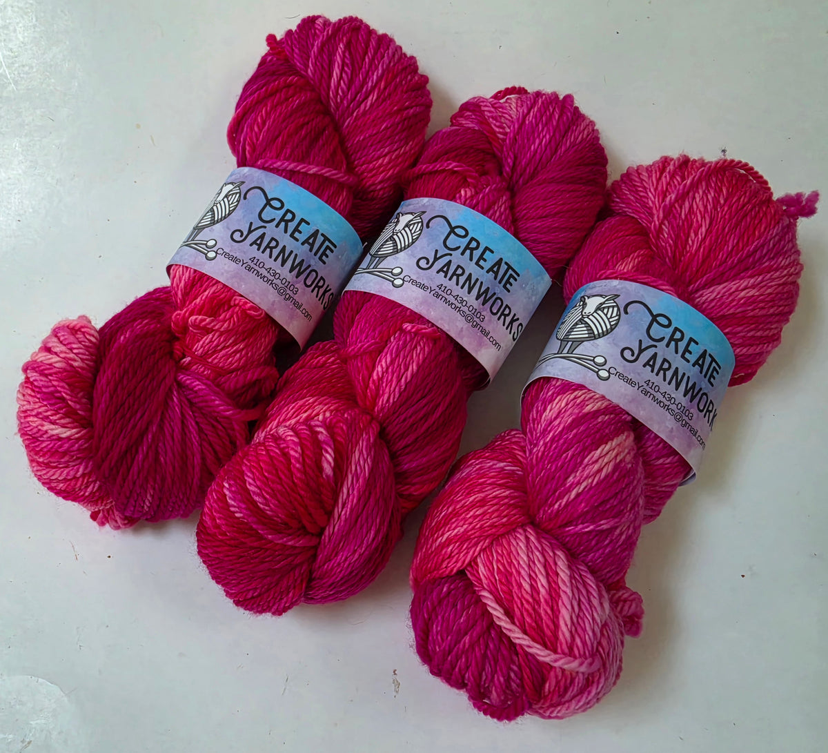 Pretty in Pink in Superwash Merino Worsted Weight Yarn