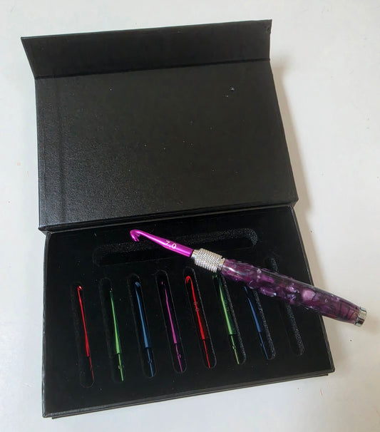 Purple Galaxy Acrylic Custom made interchangeable Crochet Hooks