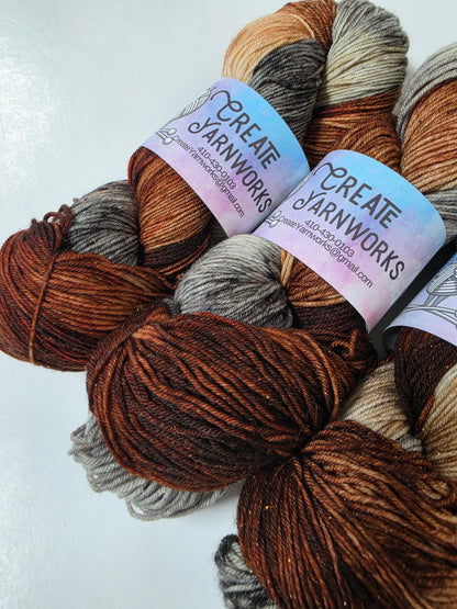 Fox in the Shadows in Gold Sparkle Superwash Merino Blend Fingering Weight Yarn