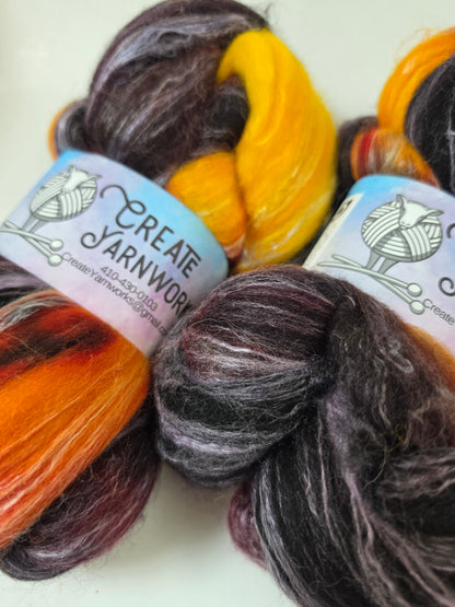 Mountain Sunset in Cormo/ Rose Fiber/ Baby Alpaca custom blend Top 4oz braid